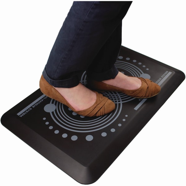 Floortex Antifatigue Mat, 24" L x 16" W, 0.7" Thickness, Leather Effect Vinyl, Midnight Black - FCA21624BK