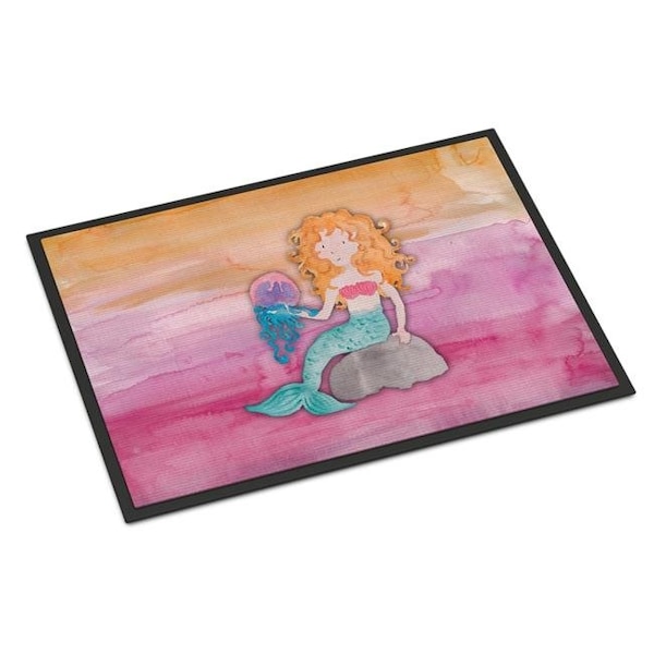 Carolines Treasures Carolines Treasures BB7423JMAT 24 x 36 in. Blonde Mermaid Watercolor Indoor or Outdoor Mat - BB7423JMAT