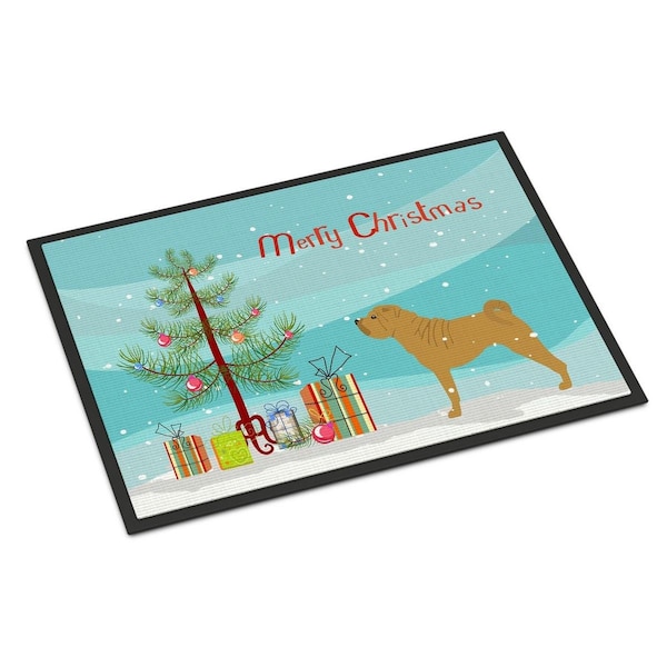 Carolines Treasures Shar Pei Merry Christmas Tree Indoor or Outdoor Mat, 24 x 36 - CA66411