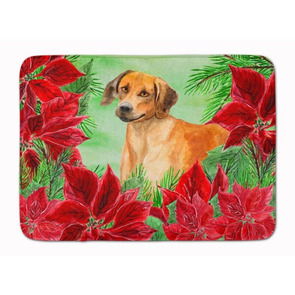 Carolines Treasures Rhodesian Ridgeback Poinsettas Machine Washable Memory Foam Mat - CK1324RUG