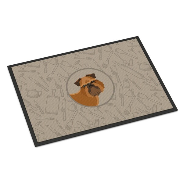 Carolines Treasures 18 x 27 in. Brussels Griffon in the Kitchen Indoor or Outdoor Mat - CK2191MAT