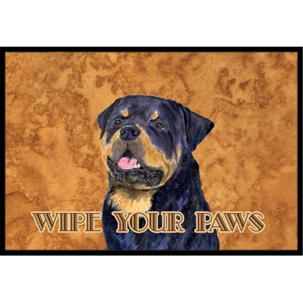 Carolines Treasures 24 X 36 In. Rottweiler Wipe Your Paws Indoor Or Outdoor Mat - CA74595