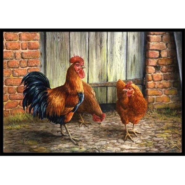 Carolines Treasures Carolines Treasures BDBA0056MAT Rooster & Chickens by Daphne Baxter Indoor or Outdoor Mat; 18 x 27 - BDBA0056MAT