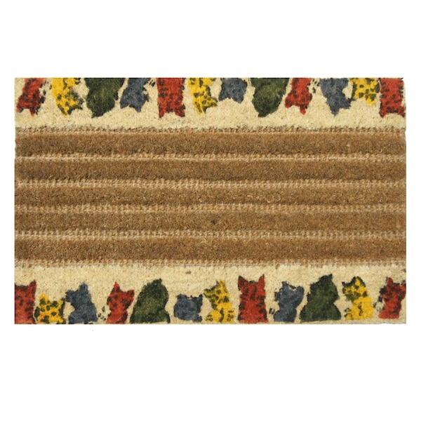 Rubber-Cal Kitty Cat Outdoor Coir Decorative House Doormat, 18 x 30-Inch - 10-102-015