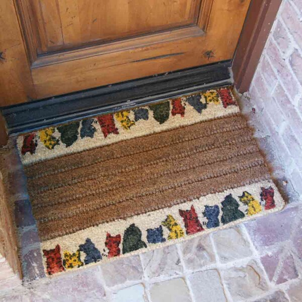 Rubber-Cal Kitty Cat Outdoor Coir Decorative House Doormat, 18 x 30-Inch - 10-102-015