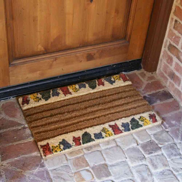 Rubber-Cal Kitty Cat Outdoor Coir Decorative House Doormat, 18 x 30-Inch - 10-102-015