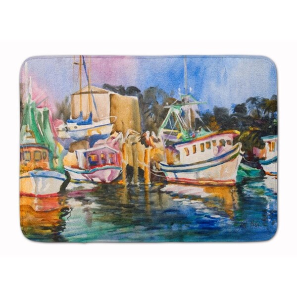 Carolines Treasures Shrimp Boat Warehouse Machine Washable Memory Foam Mat - JMK1079RUG