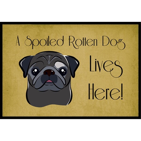 Carolines Treasures Black Pug Spoiled Dog Lives Here Indoor and Outdoor Mat- 24 x 36 in. - BB1511JMAT