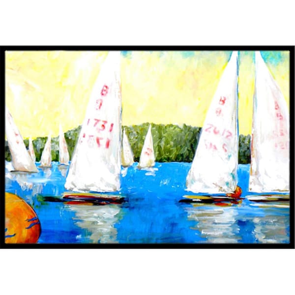 Carolines Treasures 24 x 36 in. Sailboats Round the Mark Indoor Or Outdoor Doormat - MW1094JMAT