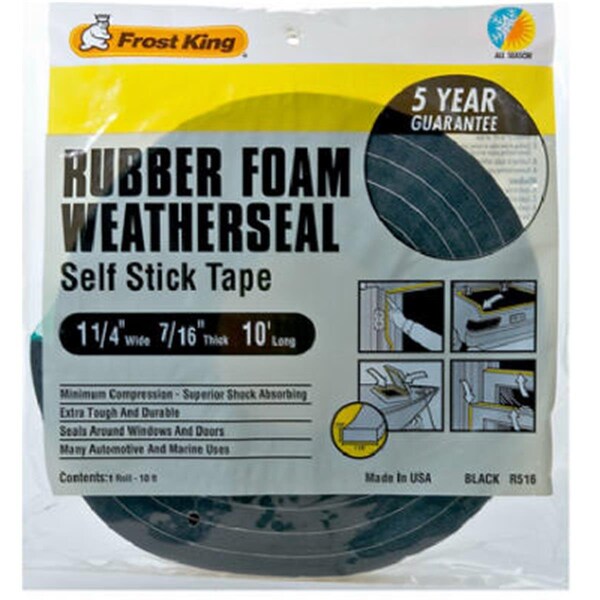 Thermwell Products Thermwell R516H 1.25 x 0.44 in. Black Foam Weather-Strip Tape - TH575010