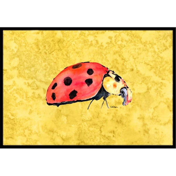Carolines Treasures Lady Bug on Yellow Indoor Or Outdoor Doormat - 18 x 27 in. - 8867MAT