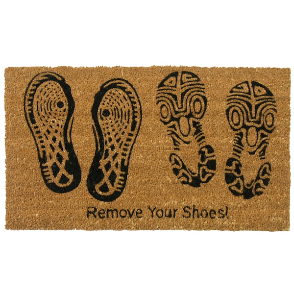 Rubber-Cal "Remove Your Shoes" Decorative Floor Mats, 18 x 30-Inch - 10-106-040
