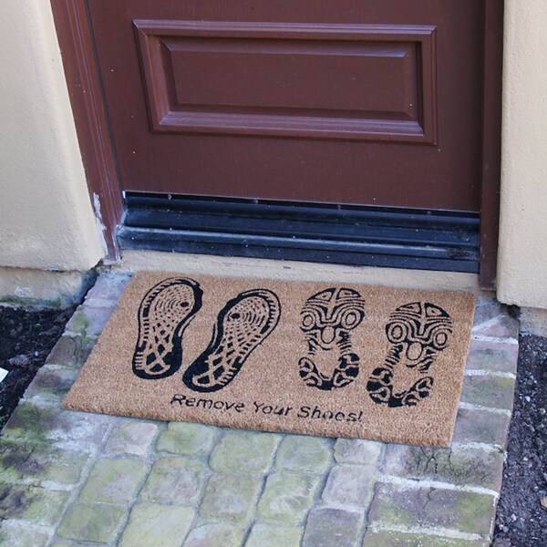 Rubber-Cal "Remove Your Shoes" Decorative Floor Mats, 18 x 30-Inch - 10-106-040