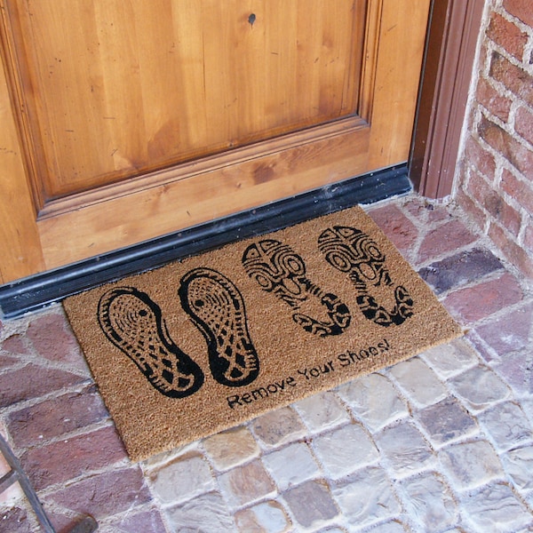 Rubber-Cal "Remove Your Shoes" Decorative Floor Mats, 18 x 30-Inch - 10-106-040