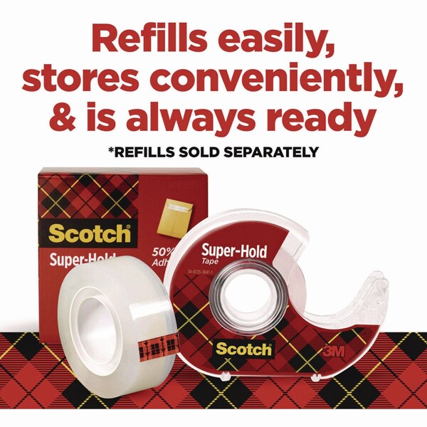 Scotch Super-Hold Wide Invisible Tape, 1.5in x 18 yds, Crystal Clear - 198W