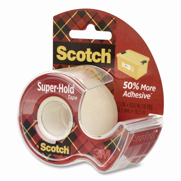 Scotch Super-Hold Wide Invisible Tape, 1.5in x 18 yds, Crystal Clear - 198W