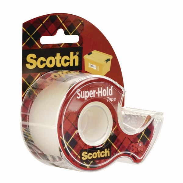 Scotch Super-Hold Wide Invisible Tape, 1.5in x 18 yds, Crystal Clear - 198W