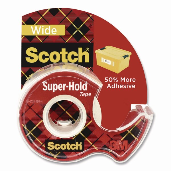 Scotch Super-Hold Wide Invisible Tape, 1.5in x 18 yds, Crystal Clear - 198W