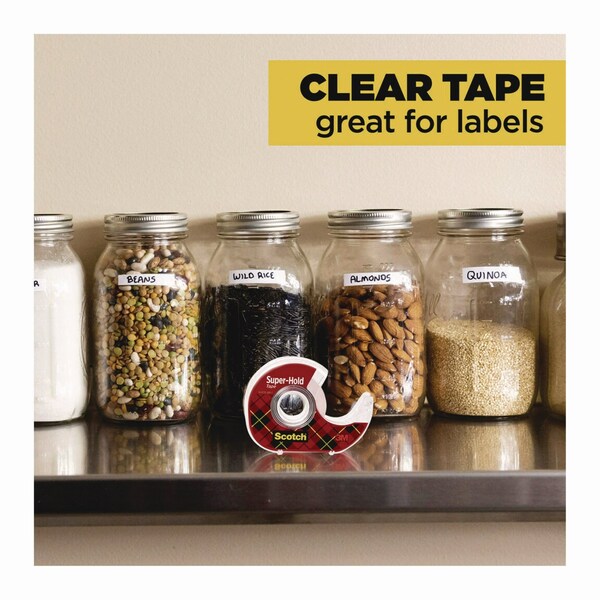 Scotch Super-Hold Wide Invisible Tape, 1.5in x 18 yds, Crystal Clear - 198W