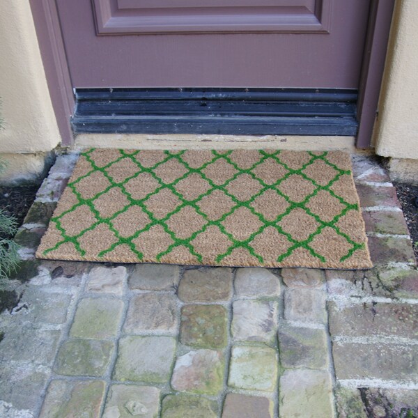 Rubber-Cal "The Moroccan" Green - Outdoor Coir Mats - 18" x 30" - 10-102-032P