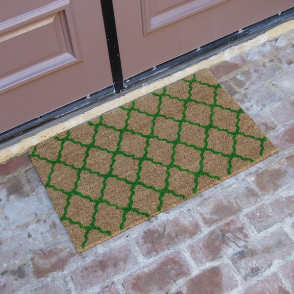Rubber-Cal "The Moroccan" Green - Outdoor Coir Mats - 18" x 30" - 10-102-032P