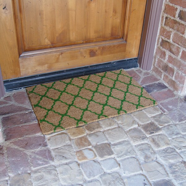 Rubber-Cal "The Moroccan" Green - Outdoor Coir Mats - 18" x 30" - 10-102-032P