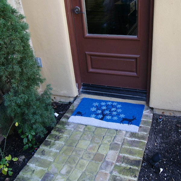 Rubber-Cal "Blue Sky Holiday Doormat" Christmas Mat, 18 by 30-Inch - 10-106-054