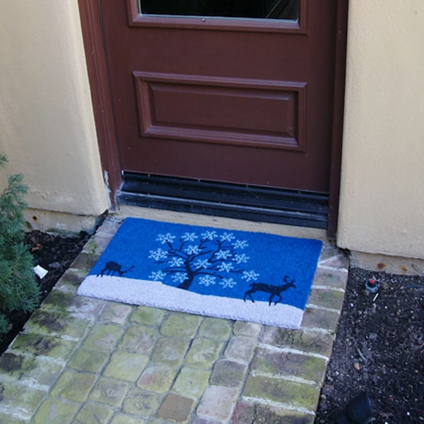 Rubber-Cal "Blue Sky Holiday Doormat" Christmas Mat, 18 by 30-Inch - 10-106-054