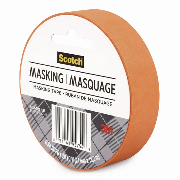 Scotch Expressions Masking Tape, 3in Core, 0.94in x 20 yds, Tangerine - 3437-ORG