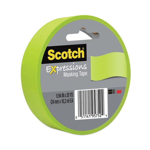 Scotch Expressions Masking Tape, 3in Core, 0.94in x 20 yds, Lemon Lime - 3437-GRN