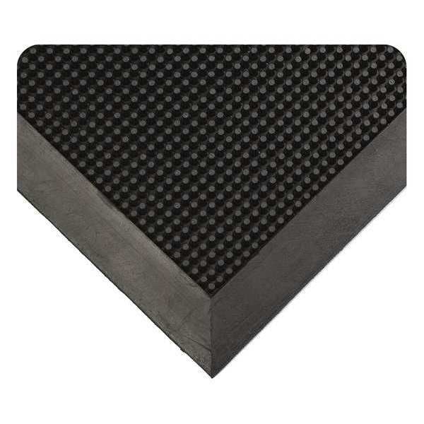 Wearwell Antifatigue Mat, 39" L x 32" W, 1/2" Thickness, Rubber Scrappers, Black - 220.12X32X39BK