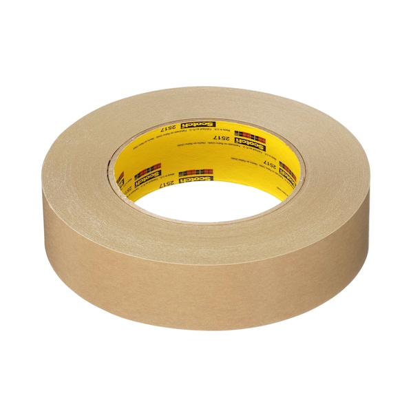 3M Flatback Tape, 18 mm W x 55m L, 6.5 mil Thick, Medium Brown, 48 PK - 2517