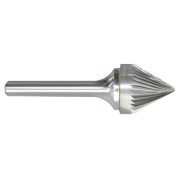 Zoro Select Carbide Bur, Cone, 1/4 In, 1/4 Shank - 310-001162