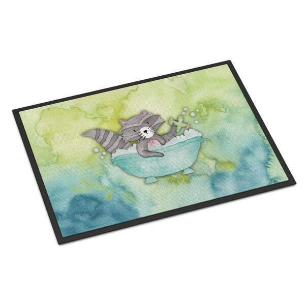 Carolines Treasures 18 x 27 in. Raccoon Bathing Watercolor Indoor or Outdoor Mat - BB7345MAT