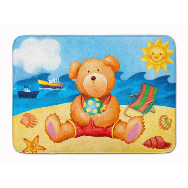 Carolines Treasures Teddy Bear on the Beach Machine Washable Memory Foam Mat - APH0088RUG