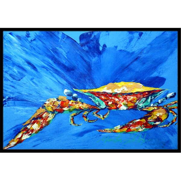 Carolines Treasures Big Spash Crab In Blue Indoor Or Outdoor Mat 24 x 36 In. - MW1163JMAT