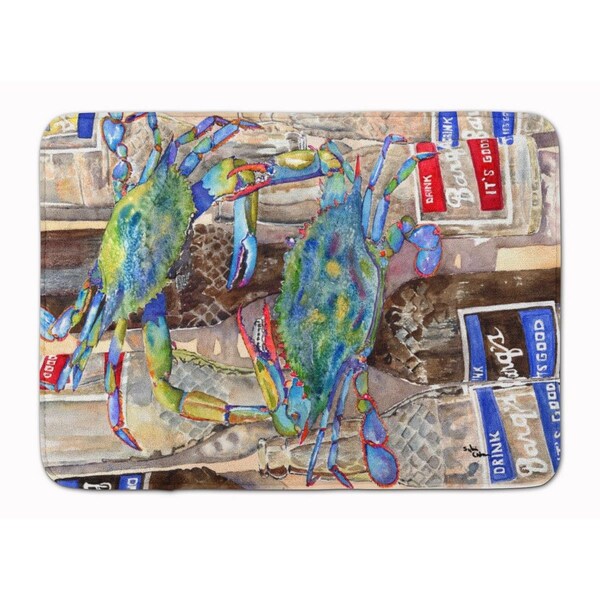 Carolines Treasures Blue Crabby Bottles of Barqs Rootbeer Machine Washable Memory Foam Mat - 8914RUG