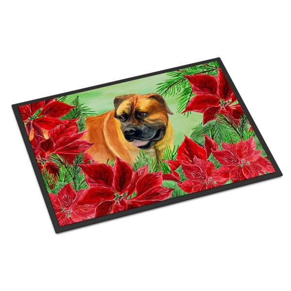 Carolines Treasures Boerboel Mastiff Poinsettas Indoor or Outdoor Mat, 24 x 36 in. - CK1295JMAT