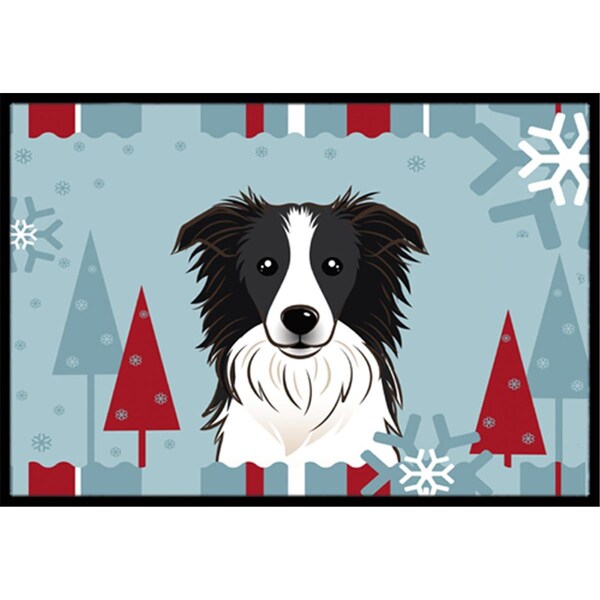 Carolines Treasures Winter Holiday Border Collie Indoor and Outdoor Mat- 24 x 36 in. - BB1737JMAT