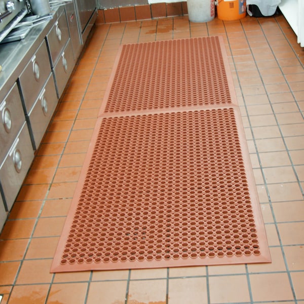 Rubber-Cal "1/2 in. Dura-Chef" Non-Slip Rubber Kitchen Mat - 1/2 in x 3 ft x 5 ft - Red Rubber Mats - 03-122