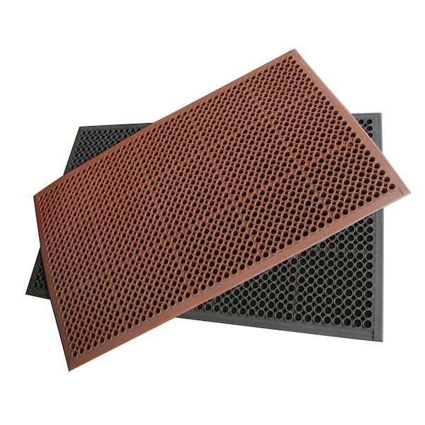 Rubber-Cal "1/2 in. Dura-Chef" Non-Slip Rubber Kitchen Mat - 1/2 in x 3 ft x 5 ft - Red Rubber Mats - 03-122