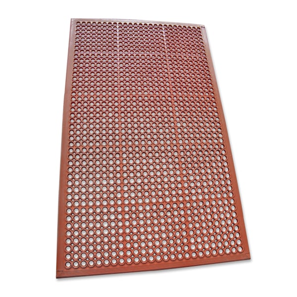 Rubber-Cal "1/2 in. Dura-Chef" Non-Slip Rubber Kitchen Mat - 1/2 in x 3 ft x 5 ft - Red Rubber Mats - 03-122