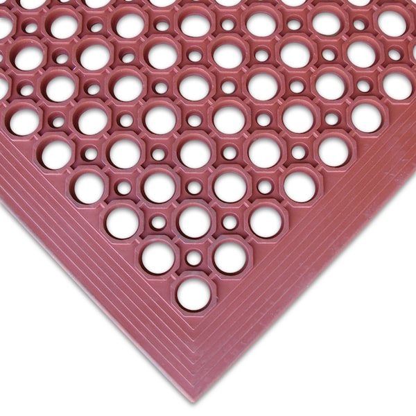 Rubber-Cal "1/2 in. Dura-Chef" Non-Slip Rubber Kitchen Mat - 1/2 in x 3 ft x 5 ft - Red Rubber Mats - 03-122