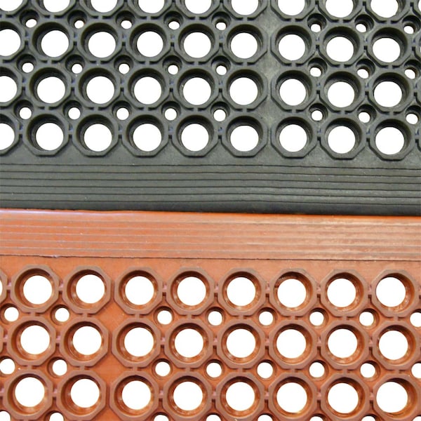 Rubber-Cal "1/2 in. Dura-Chef" Non-Slip Rubber Kitchen Mat - 1/2 in x 3 ft x 5 ft - Red Rubber Mats - 03-122