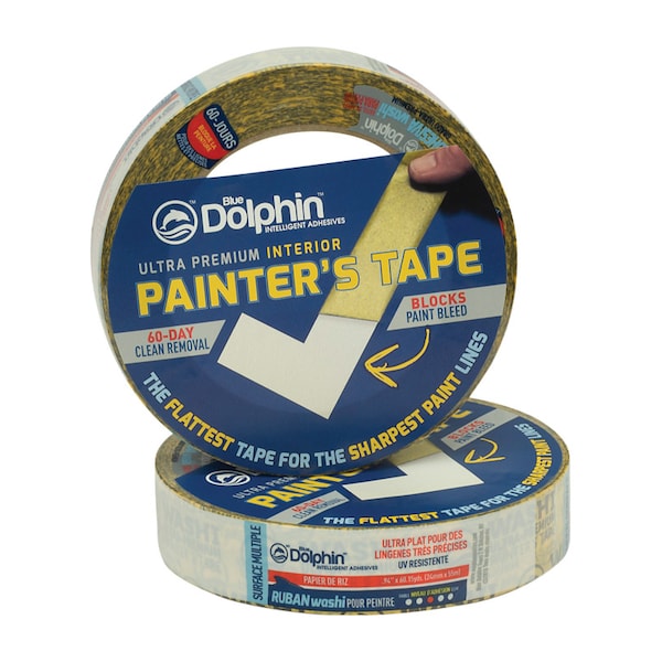 Blue Dolphin Blue Dolphin Washi .94 in. W X 60 yd L Yellow Medium Strength Interior Painter's Tape 1 pk - TPWASHISP2 0100