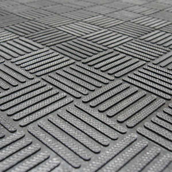 Rubber-Cal Commercial Entrance Mat, Rubber, 2.5mm Thick, Black, 3 ft W x 4 ft L - 03-235-CH-3X4