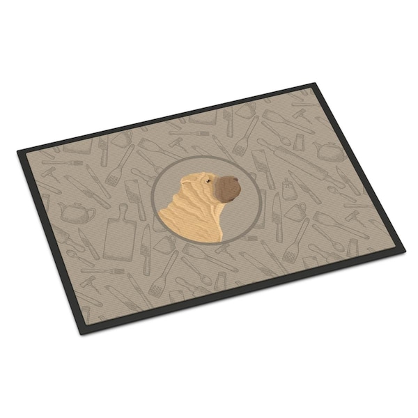 Carolines Treasures 24 x 36 in. Shar Pei in the Kitchen Indoor or Outdoor Mat - CK2209JMAT