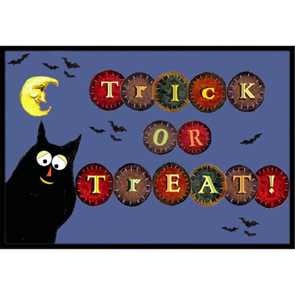 Carolines Treasures Trick and Treat Kitty Halloween Indoor and Outdoor Mat- 18 x 27 in. - PJC1073MAT