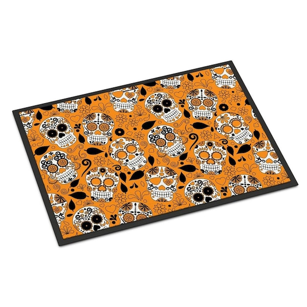 Carolines Treasures Day of the Dead Orange Indoor or Outdoor Mat, 24 x 36 in. - BB5118JMAT