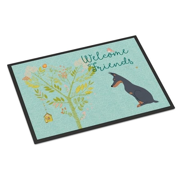 Carolines Treasures Carolines Treasures BB7586JMAT Welcome Friends Doberman Pinscher Indoor or Outdoor Mat; 24 x 36 in. - BB7586JMAT